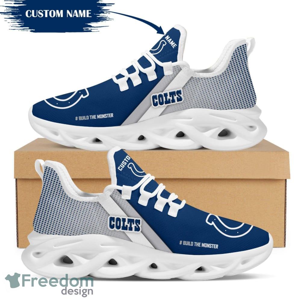 Indianapolis Colts Logo Pattern Custom Name Running Shoes Gift Max Soul Sneakers Ideas Fans - Indianapolis Colts Logo Pattern Custom Name 3D Max Soul Sneaker Shoes_1