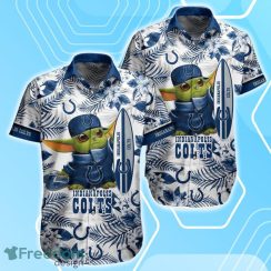 Indianapolis Colts NFL Baby Yoda Hawaiian Shirt & Short Style Tropical Pattern Best Gift For Fan Product Photo 2