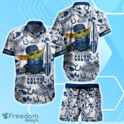 Indianapolis Colts NFL Baby Yoda Hawaiian Shirt & Short Style Tropical Pattern Best Gift For Fan Product Photo 1