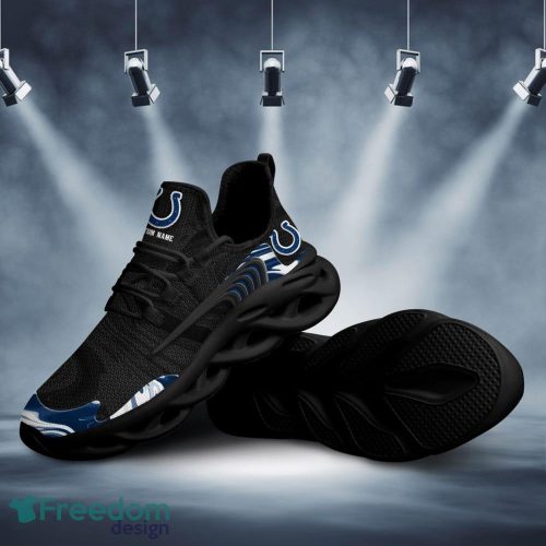 Indianapolis Colts Team Logo Wave Pattern Custom Name Running Shoes Gift Max Soul Sneakers Ideas Fans - Indianapolis Colts Team Logo Wave Pattern Custom Name 3D Max Soul Sneaker Shoes_2