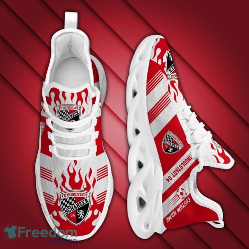 Ingolstadt 04 Logo Custom Name Pattern In Red And White Running Shoes Gift Max Soul Sneakers Ideas Fans - Ingolstadt 04 Logo Custom Name Pattern 3D Max Soul Sneaker Shoes In Red And White_3