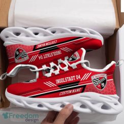 Ingolstadt 04 Logo Pattern Custom Name In Red Running Shoes Gift Max Soul Sneakers Ideas Fans - Ingolstadt 04 Logo Pattern Custom Name 3D Max Soul Sneaker Shoes In Red_1