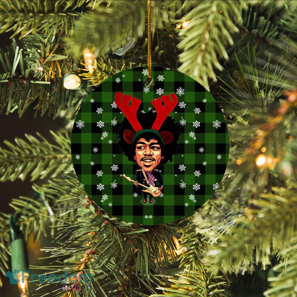 Jimi Hendrix Merry Christmas Circle Ornament image Jimi Hendrix Merry Christmas Circle Ornament Product Photo 1
