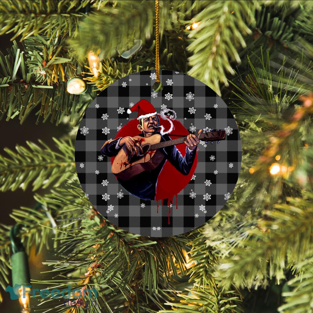Johnny Cash Merry Christmas Circle Ornament image Johnny Cash Merry Christmas Circle Ornament Product Photo 1