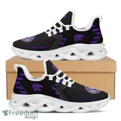 Kansas State Wildcats Logo Pattern Custom Name In Black Running Shoes Gift Max Soul Sneakers Ideas Fans - Kansas State Wildcats Logo Pattern Custom Name 3D Max Soul Sneaker Shoes In Black_1