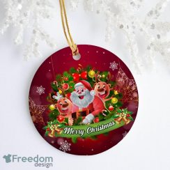 Merry Christmas Cute Cartoon Santa Claus Reindeer Circle Ornament Keepsake – Funny Christmas Gifts White Circle Ornament