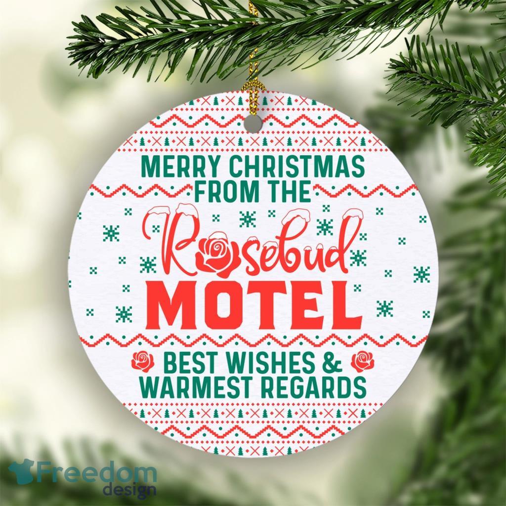 Merry Christmas From The Rosebud Motel Rose Family Schitts Creek Christmas Tree Ornament image Merry Christmas From The Rosebud Motel Rose Family Schitts Creek Christmas Tree Ornament Product Photo 1