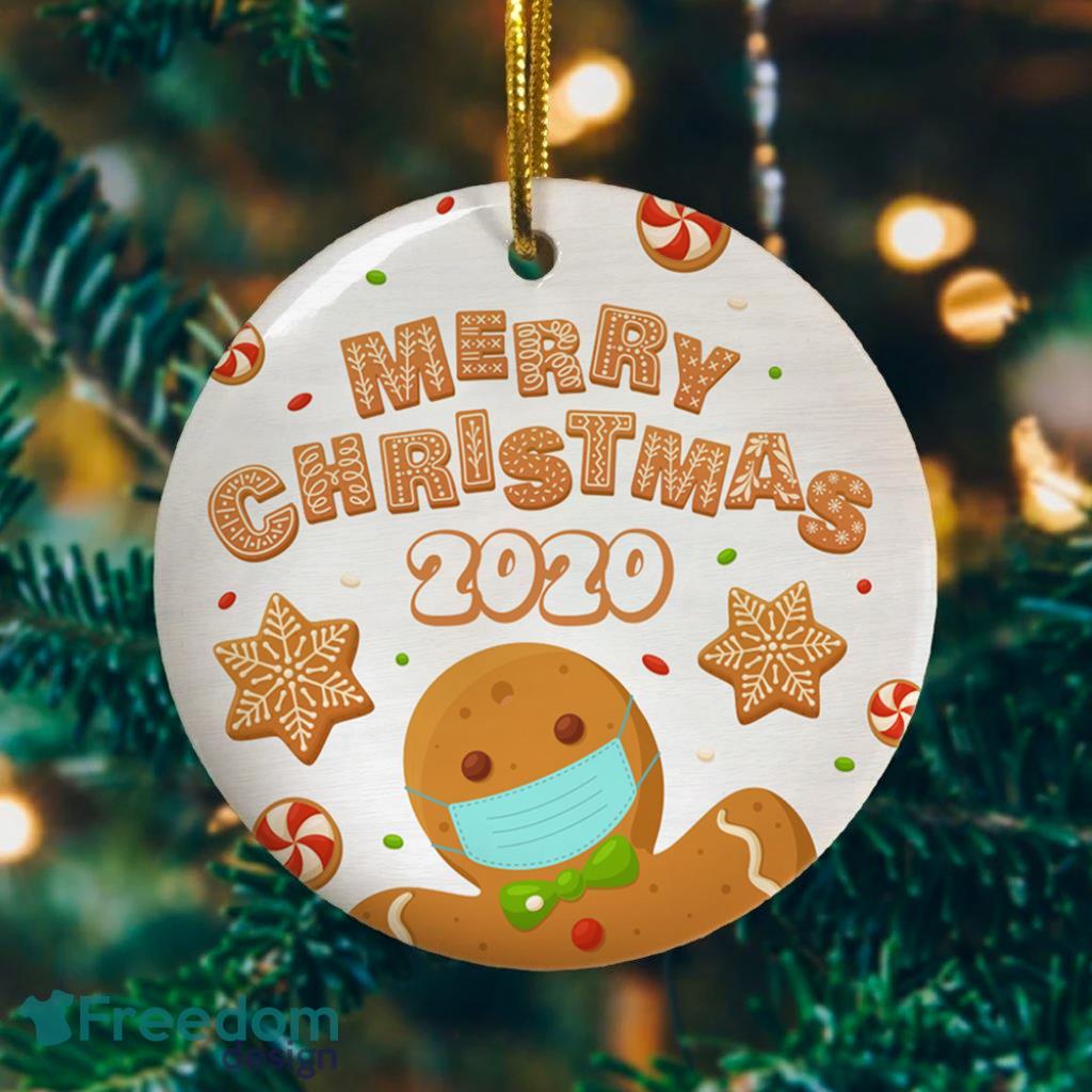 Merry Christmas Funny Gingerbread Wearing Mask Circle Christmas Tree Ornament Keepsake Ornament image Merry Christmas Funny Gingerbread Wearing Mask Circle Christmas Tree Ornament Keepsake Ornament Product Photo 1