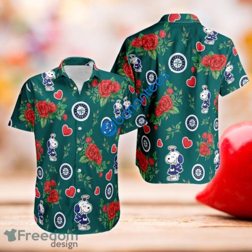 Rose Love Snoopy Cute Girl And Seattle Mariners Hawaiian Shirt Gift Valentines - Rose Love Snoopy Cute Girl And Seattle Mariners Hawaiian Shirt Gift Valentines