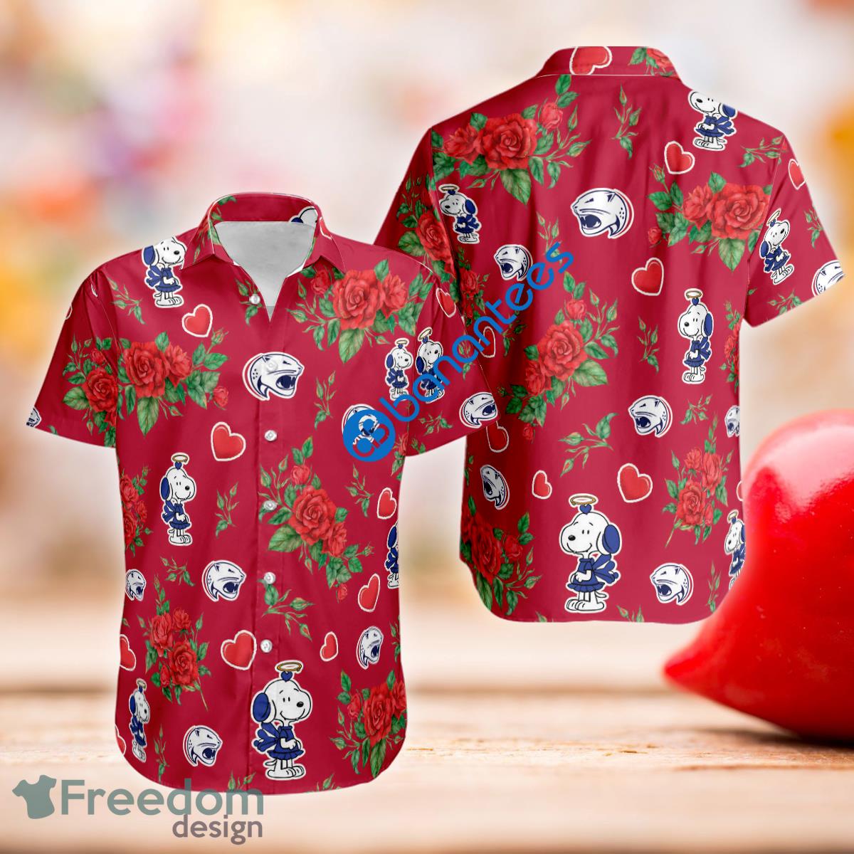 Rose Love Snoopy Cute Girl And South Alabama Jaguars Hawaiian Shirt AOP Gift Valentines - Rose Love Snoopy Cute Girl And South Alabama Jaguars Hawaiian Shirt AOP Gift Valentines