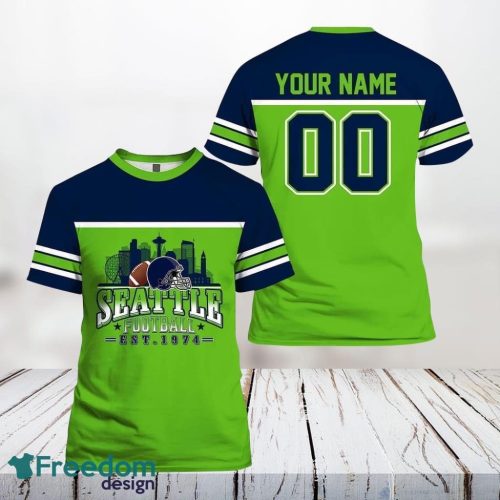 Seattle Seahawks All Over Printed Custom Name And Number Nfl 3D T Shirts Best Gift For Fans Product Photo 1