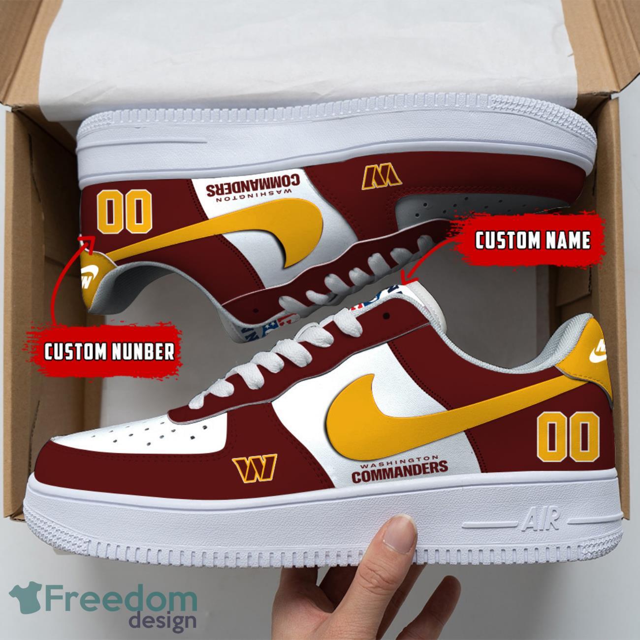 Washington Commanders NFL Custom Number And Name Air Force Shoes image Washington Commanders NFL Custom Number And Name Air Force Shoes Product Photo 1