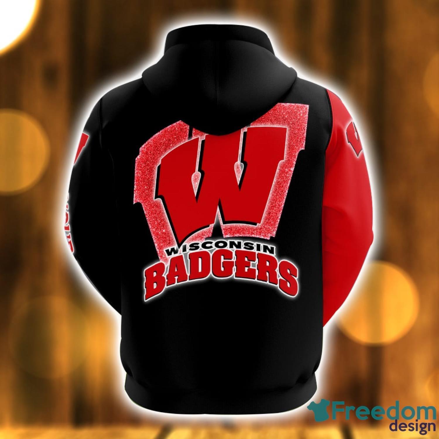 Wisconsin Badgers Name All Over Printed 3D Hoodie For Fans Custom Name image Wisconsin Badgers Name All Over Printed 3D Hoodie For Fans Custom Name Product Photo 2