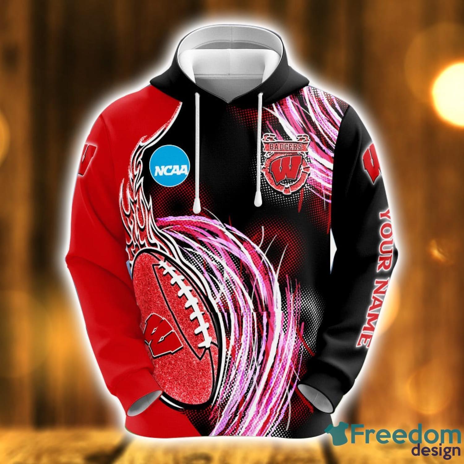Wisconsin Badgers Name All Over Printed 3D Hoodie For Fans Custom Name image Wisconsin Badgers Name All Over Printed 3D Hoodie For Fans Custom Name Product Photo 1