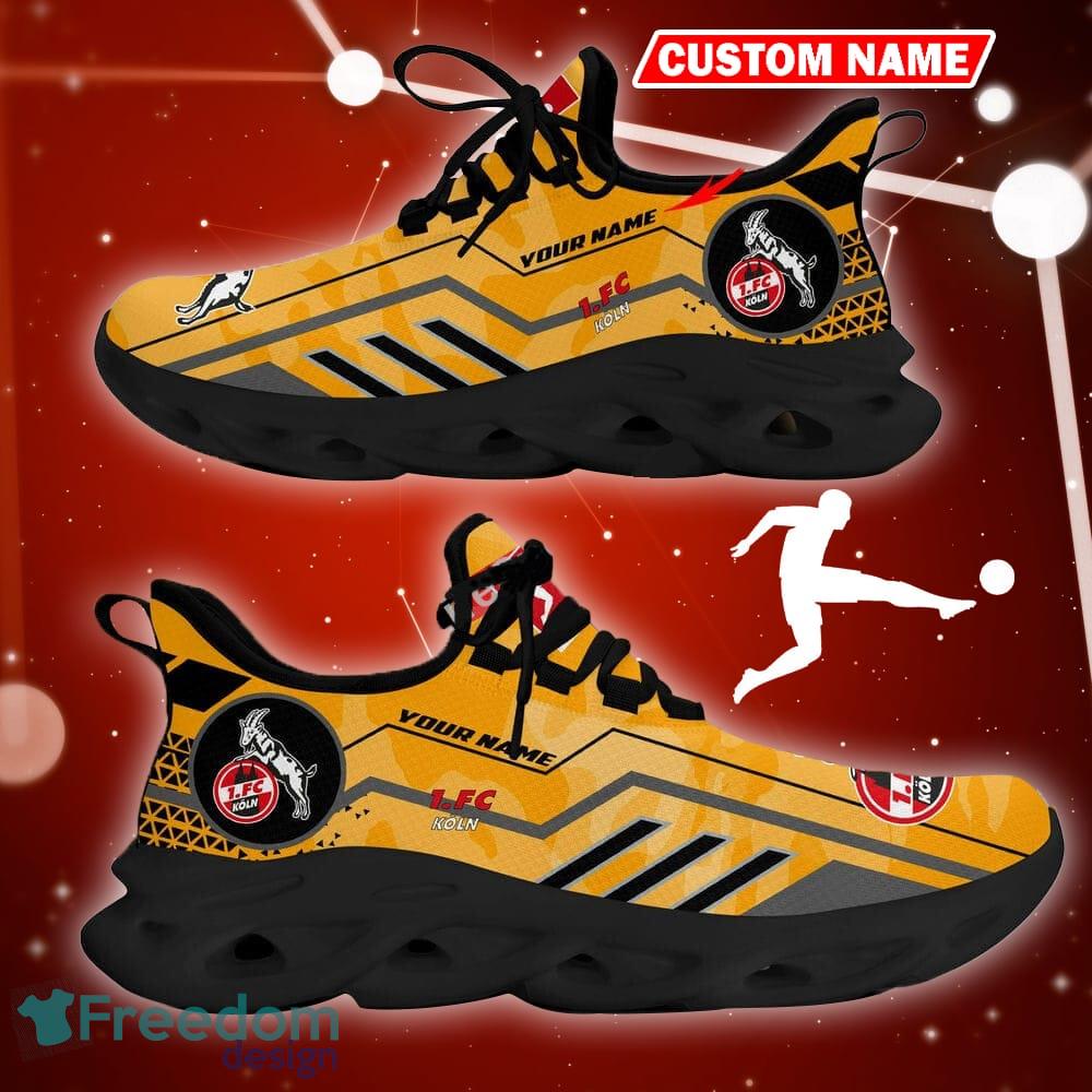 1. FC Koln Logo Running Sneakers Camo Yellow Max Soul Shoes Custom Name image 1. FC Koln Logo Running Sneakers Camo Yellow Max Soul Shoes Custom Name - 1. FC Koln Logo Camo Chunky Sneakers Triangle Pattern Max Soul Shoes Photo 2