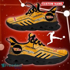 1. FC Union Berlin Logo Running Sneakers Camo Yellow Max Soul Shoes Custom Name - 1. FC Union Berlin Logo Camo Chunky Sneakers Triangle Pattern Max Soul Shoes Photo 2