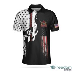8-ball Mafia Skull Billiards Pool Custom Name Polo Shirt Billiards Polo Shirt American Flag Golf Shirt