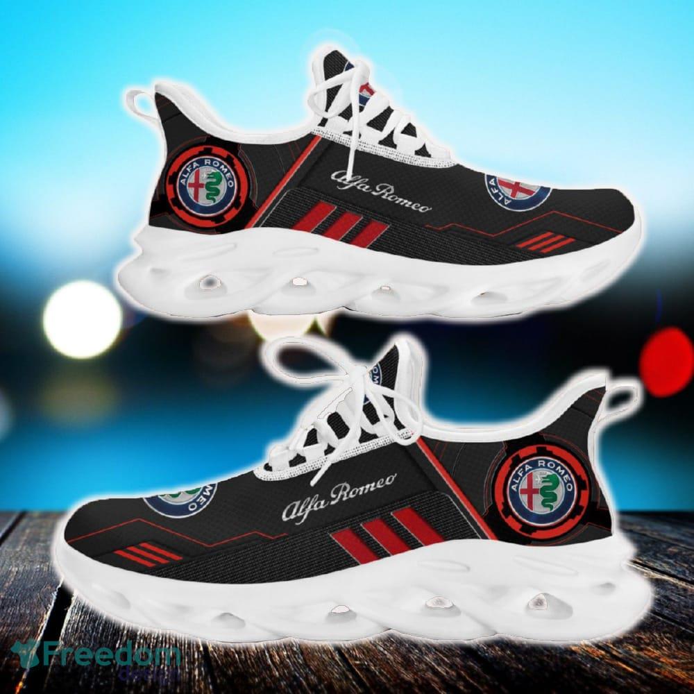 Alfa Romeo Red Max Soul Shoes Car Badge Chunky Sneakers White Gift For Fans - Alfa Romeo Red Car Max Soul Sneakers Custom Photo 1