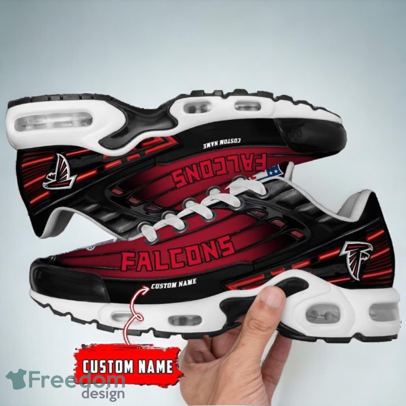 Atlanta Falcons Black Custom Name Air Cushion Sports Shoes Sneaker image Atlanta Falcons Black Custom Name Air Cushion Sports Shoes Sneaker Product Photo 1