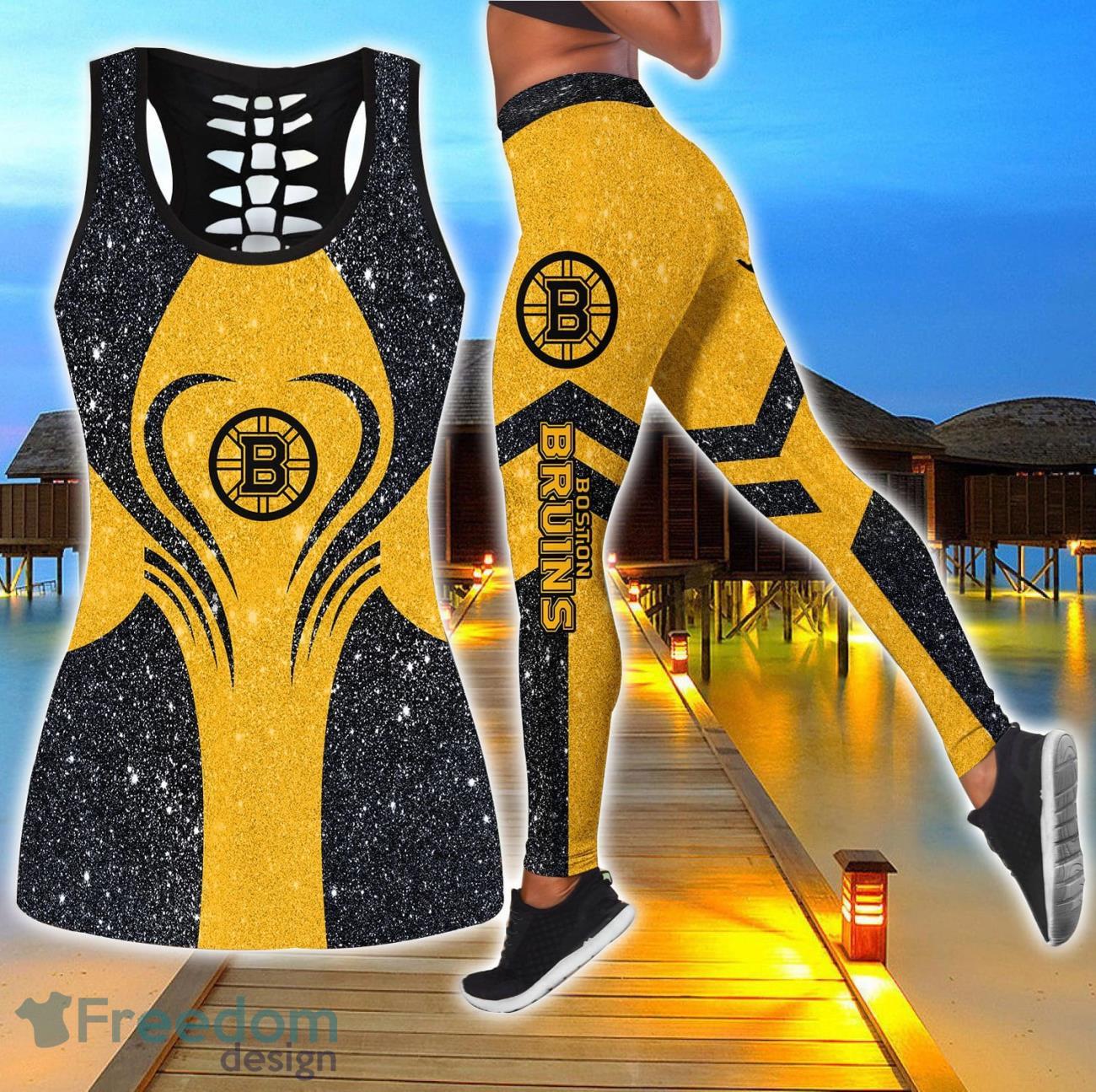 Boston Bruins Combo Hollow Tanktop and Legging Sport Gift For Women image Boston Bruins Combo Hollow Tanktop and Legging Sport Gift For Women Product Photo 1