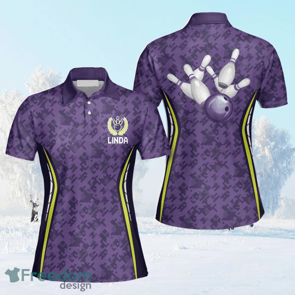 Bowling Purple Lego Pattern Personalized Bowling Shirts For Women image Bowling Purple Lego Pattern Personalized Bowling Shirts For Women Product Photo 1