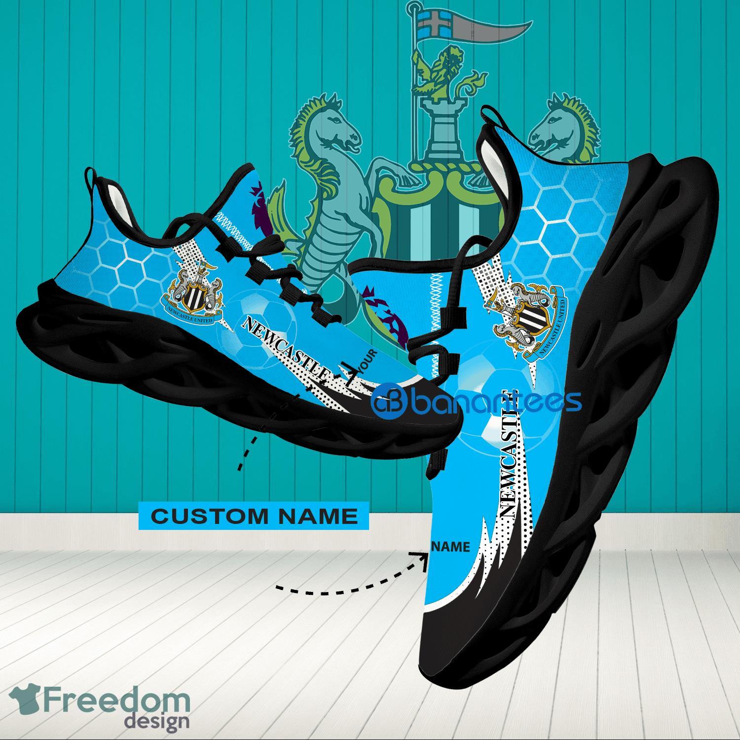 EPL Newcastle United Hexagonal Pattern Running Shoes Custom Name For Fans Max Soul Sneakers - Personalized EPL Newcastle United Hexagonal Pattern Max Soul Shoes Photo 1