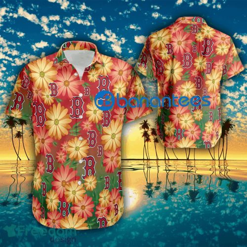 Logo Boston Red Sox Flower Beach Hawaiian Shirt All Over Print Beach For Men And Women - Logo Boston Red Sox Flower Beach Hawaiian Shirt All Over Print Beach For Men And Women