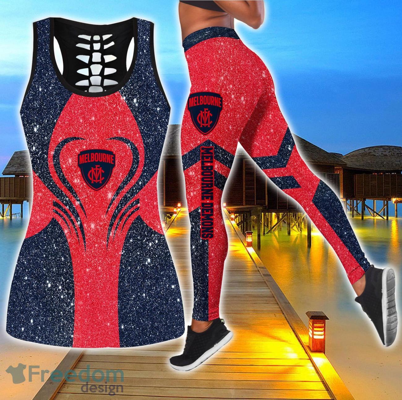 Melbourne Demons Combo Hollow Tanktop and Legging Sport Gift For Women image Melbourne Demons Combo Hollow Tanktop and Legging Sport Gift For Women Product Photo 1