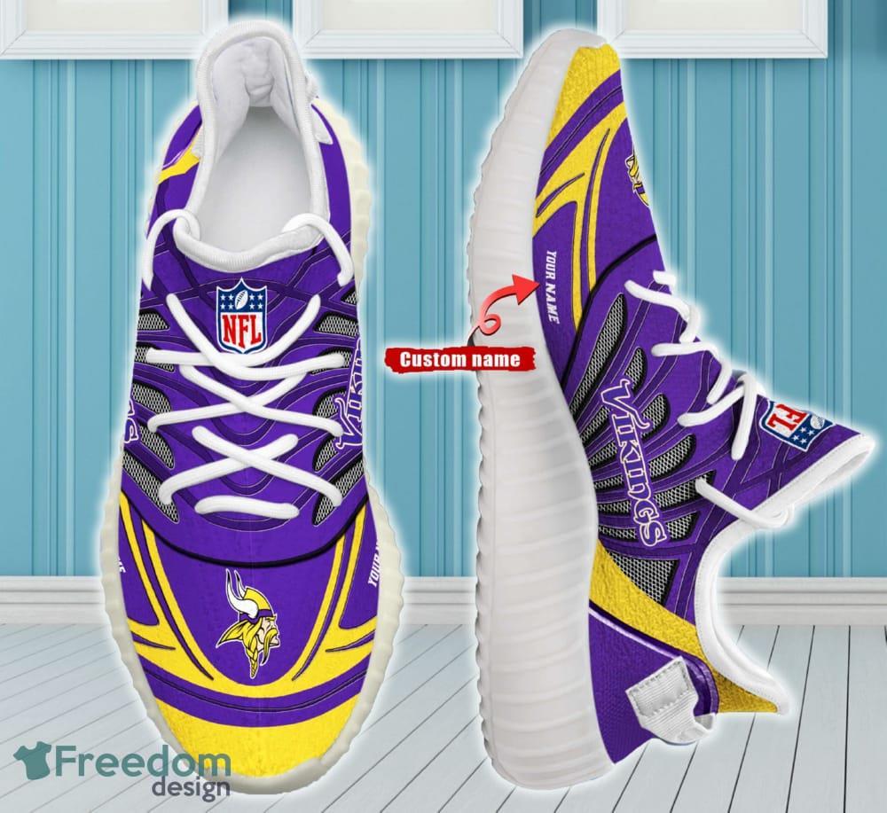 Minnesota Vikings Yeezy Shoes Custom Name NFL Full Print Gift Sneakers - NFL Minnesota Vikings Yeezy Shoes For Fans Custom _2