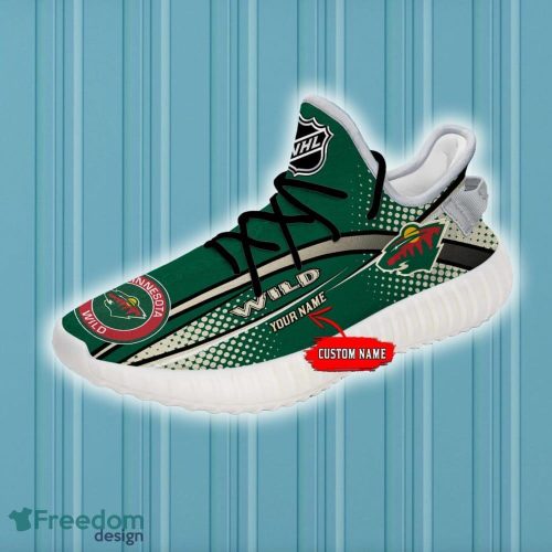 Minnesota Wild Yeezy Shoes Custom Name NHL Full Print Gift Sneakers - NHL Minnesota Wild Yeezy Shoes For Fans Custom _2