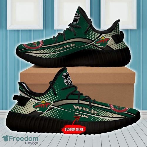 Minnesota Wild Yeezy Shoes Custom Name NHL Full Print Gift Sneakers - NHL Minnesota Wild Yeezy Shoes For Fans Custom _3