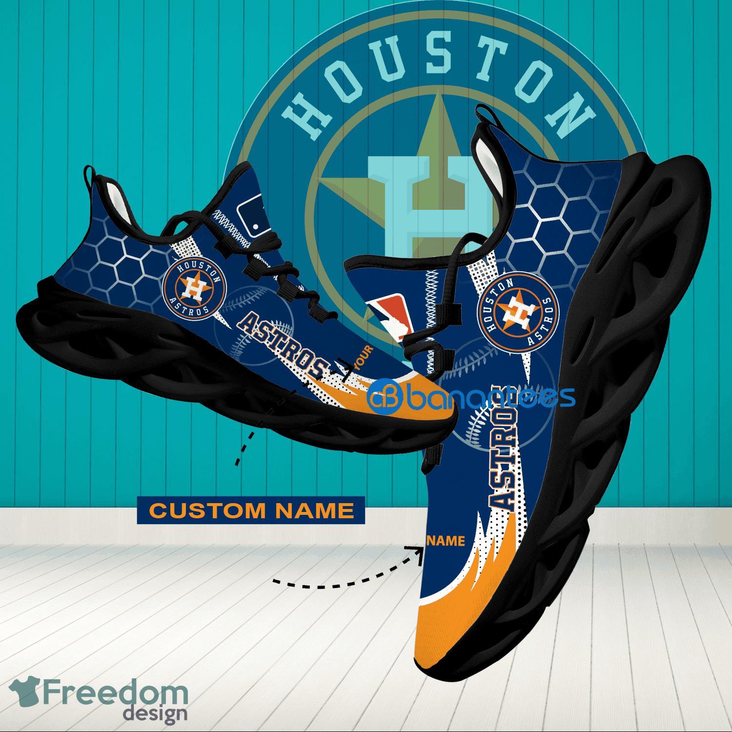 MLB Houston Astros Hexagonal Pattern Running Shoes Custom Name For Fans Max Soul Sneakers - Personalized MLB Houston Astros Hexagonal Pattern Max Soul Shoes Photo 1