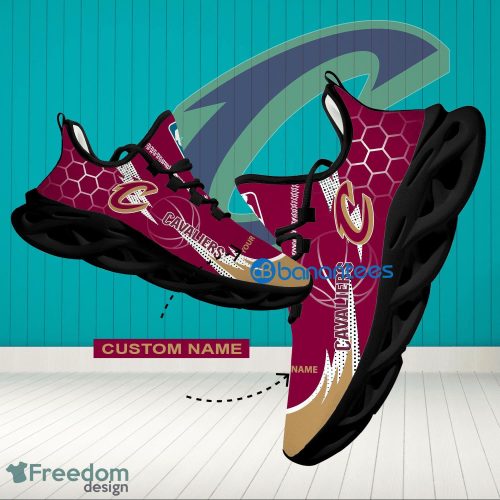 NBA Cleveland Cavaliers Hexagonal Pattern Running Shoes Custom Name For Fans Max Soul Sneakers - Personalized NBA Cleveland Cavaliers Hexagonal Pattern Max Soul Shoes Photo 1