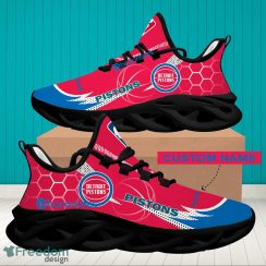 NBA Detroit Pistons Hexagonal Pattern Running Shoes Custom Name For Fans Max Soul Sneakers - Personalized NBA Detroit Pistons Hexagonal Pattern Max Soul Shoes Photo 2