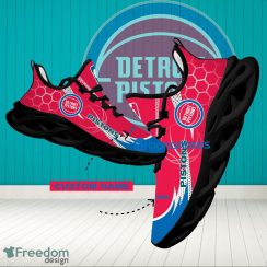 NBA Detroit Pistons Hexagonal Pattern Running Shoes Custom Name For Fans Max Soul Sneakers - Personalized NBA Detroit Pistons Hexagonal Pattern Max Soul Shoes Photo 1