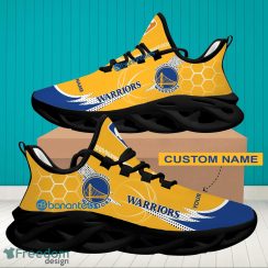 NBA Golden State Warriors Hexagonal Pattern Running Shoes Custom Name For Fans Max Soul Sneakers - Personalized NBA Golden State Warriors Hexagonal Pattern Max Soul Shoes Photo 2