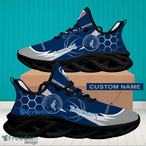 NBA Minnesota Timberwolves Hexagonal Pattern Running Shoes Custom Name For Fans Max Soul Sneakers - Personalized NBA Minnesota Timberwolves Hexagonal Pattern Max Soul Shoes Photo 2