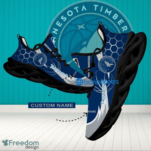 NBA Minnesota Timberwolves Hexagonal Pattern Running Shoes Custom Name For Fans Max Soul Sneakers - Personalized NBA Minnesota Timberwolves Hexagonal Pattern Max Soul Shoes Photo 1