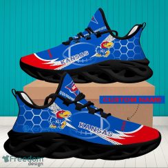 NCAA Kansas Jayhawks Hexagonal Pattern Running Shoes Custom Name For Fans Max Soul Sneakers - Personalized NCAA Kansas Jayhawks Hexagonal Pattern Max Soul Shoes Photo 2