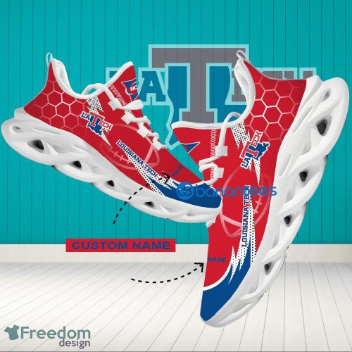 NCAA Louisiana Tech Bulldogs Hexagonal Pattern Running Shoes Custom Name For Fans Max Soul Sneakers - Personalized NCAA Louisiana Tech Bulldogs Hexagonal Pattern Max Soul Shoes Photo 1