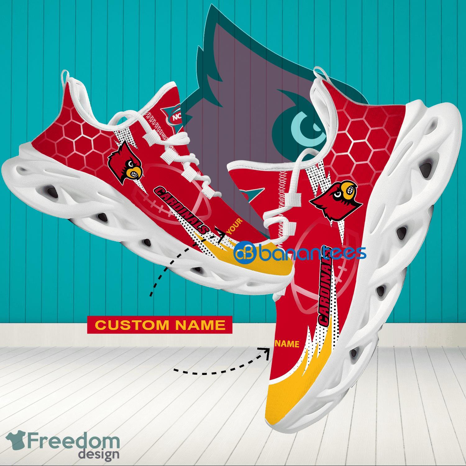 NCAA Louisville Cardinals Hexagonal Pattern Running Shoes Custom Name For Fans Max Soul Sneakers - Personalized NCAA Louisville Cardinals Hexagonal Pattern Max Soul Shoes Photo 1