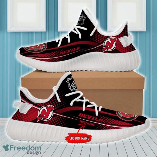 New Jersey Devils Yeezy Shoes Custom Name NHL Full Print Gift Sneakers - NHL New Jersey Devils Yeezy Shoes For Fans Custom _1