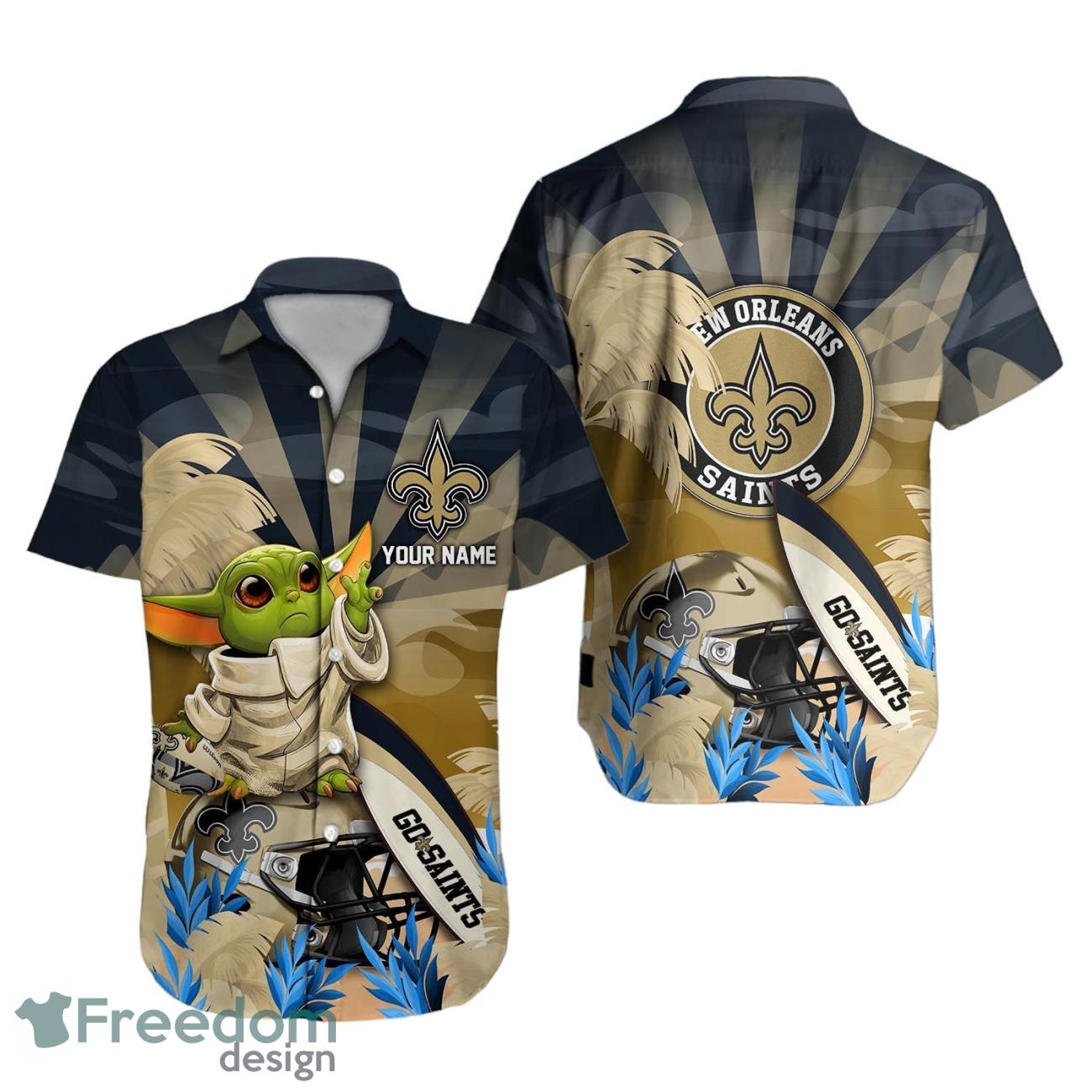 New Orleans Saints NFL Hawaiian Shirt Baby Yoda Custom Name Product Photo 1