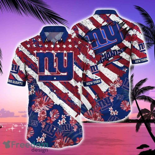 New York Giants NFL SAS Floral Print American Flag Beach Hawaiian Shirt For Best Fans New Trending Shirt - New York Giants NFL SAS Floral Print American Flag Beach Hawaiian Shirt For Best Fans New Trending Shirt