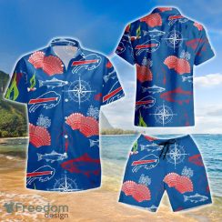 NFL Buffalo Bills Floral Button Up Hawaiian Shirt And Short Product Photo 1