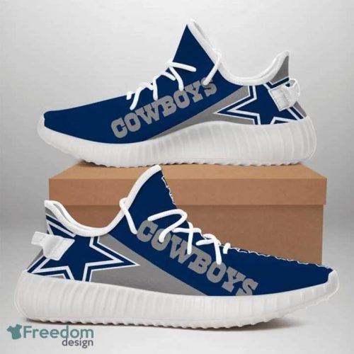 NFL Dallas Cowboys Dark Blue Grey Yeezy Shoes Full Print Gift Sneakers - NFL Dallas Cowboys Dark Blue Grey Yeezy Shoes _3