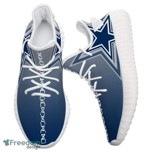 NFL Dallas Cowboys Light Blue Triple Logo Yeezy Shoes Full Print Gift Sneakers - NFL Dallas Cowboys Light Blue Triple Logo Yeezy Shoes _2