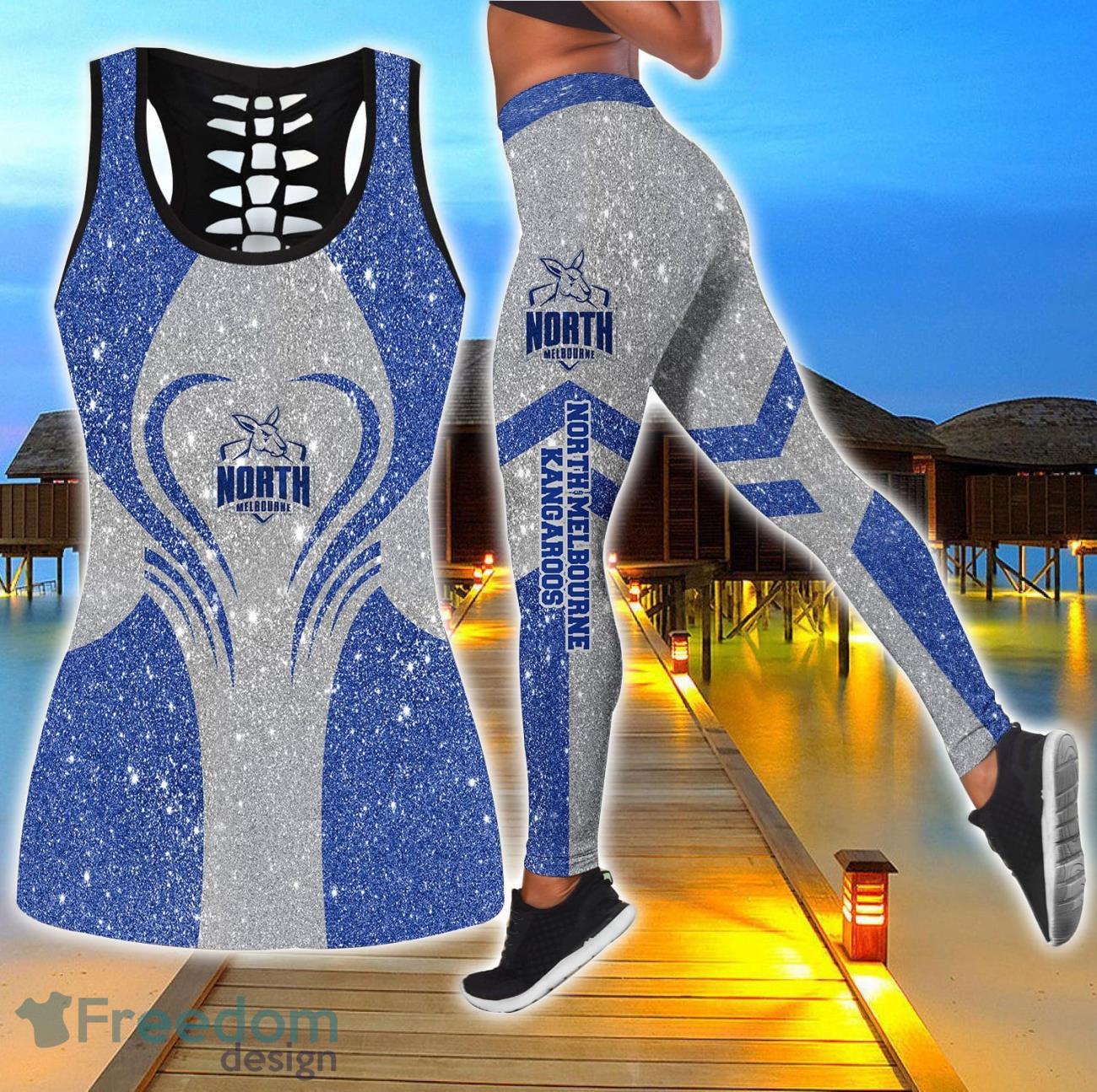 North Melbourne Kangaroos Combo Hollow Tanktop and Legging Sport Gift For Women image North Melbourne Kangaroos Combo Hollow Tanktop and Legging Sport Gift For Women Product Photo 1