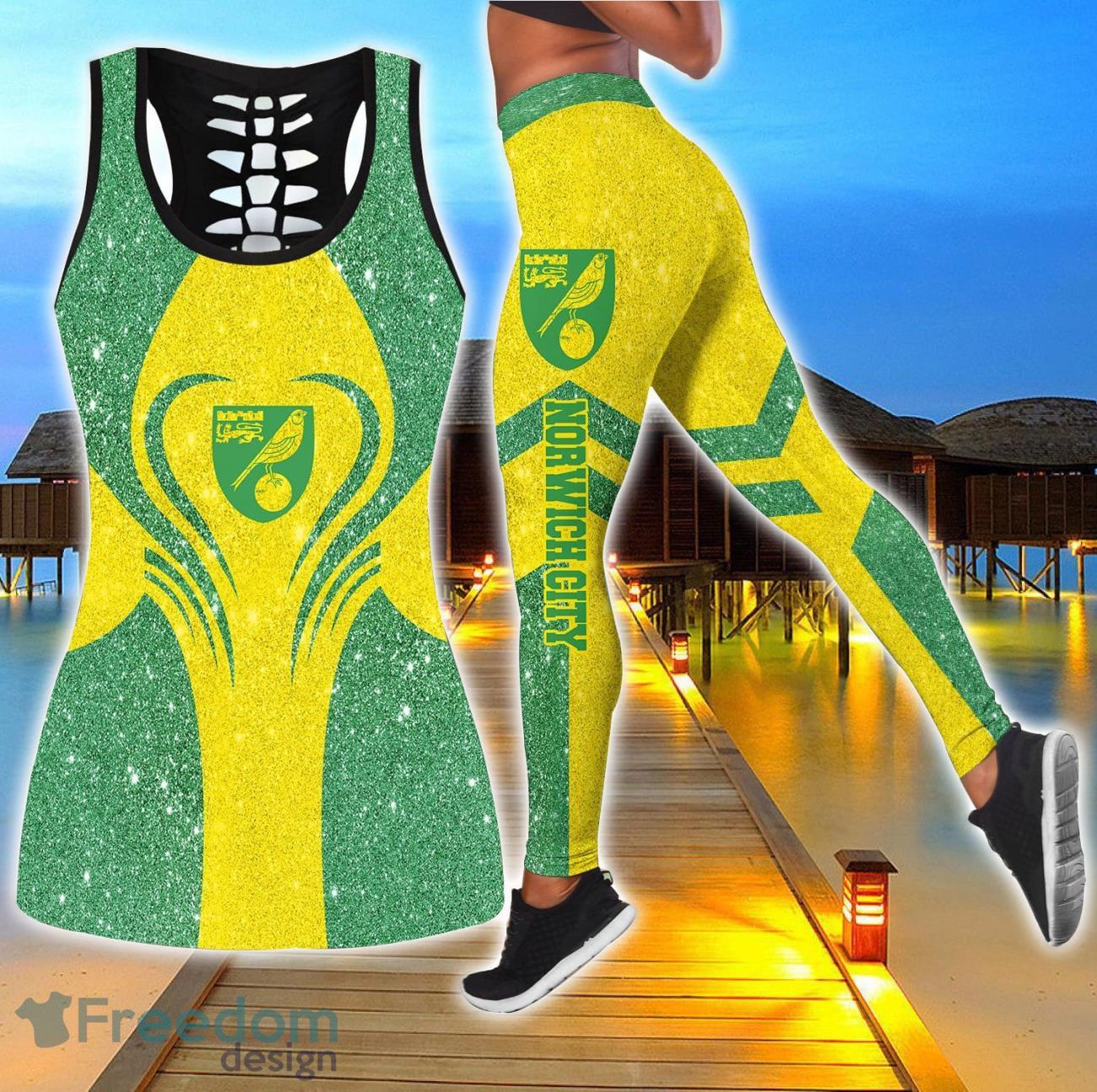 Norwich City Combo Hollow Tanktop and Legging Sport Gift For Women image Norwich City Combo Hollow Tanktop and Legging Sport Gift For Women Product Photo 1