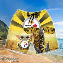 Pittsburgh Steelers Baby Yoda Hawaiian Shirt And Short Product Photo 3